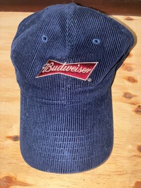Budweiser Navy Corduroy Cap with Red Logo - Branded Men's Hat